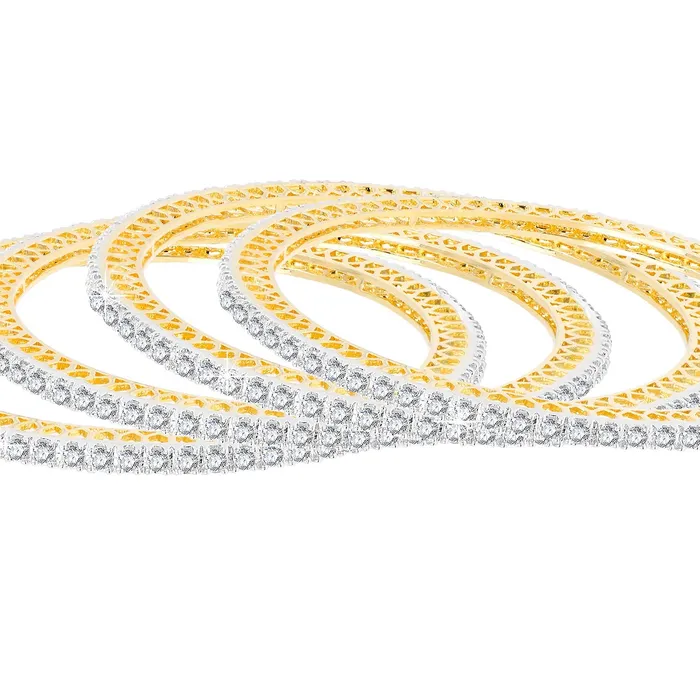 Earrings Yellow Chimes Yellow Chimes American Diamond Bangles for Women Rose Gold Plated 4 PCs High Grade Authentic White AD Jewellery Bangles Set for Women and Girls