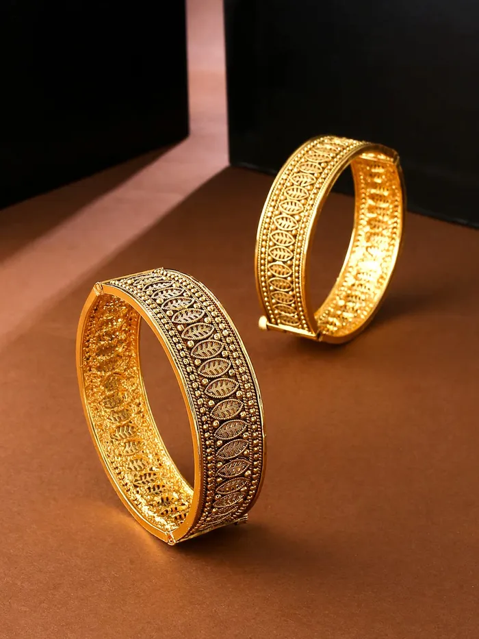 Earrings Yellow Chimes Yellow Chimes Bangles for Women Gold Toned Red Stone Studded Set of 2 Pcs Meenakari Touch Bangles for Women and Girls
