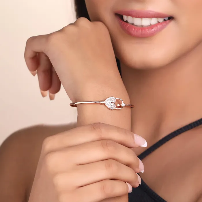 Earrings Yellow Chimes Yellow Chimes Bracelet for Women and Girls Crystal Bracelets for Girls Rose Gold Plated Heart Designed Crystal Bracelet Birthday Gift For girls and women Anniversary Gift for Wife