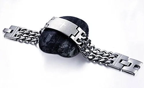 Earrings Yellow Chimes Yellow Chimes Bracelets for Men and Boys Fashion Silver Bracelet for Men Stainless Steel Cross Impression Chain Bracelet for Men Birthday Gift for Men and Boys Anniversary Gift for Husband