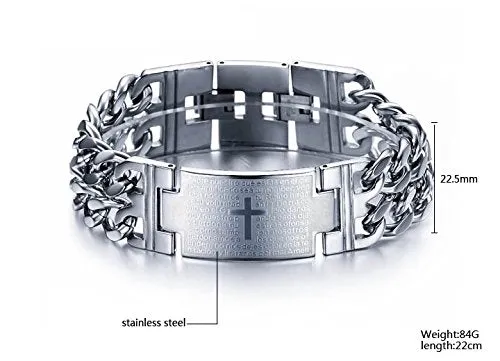 Earrings Yellow Chimes Yellow Chimes Bracelets for Men and Boys Fashion Silver Bracelet for Men Stainless Steel Cross Impression Chain Bracelet for Men Birthday Gift for Men and Boys Anniversary Gift for Husband