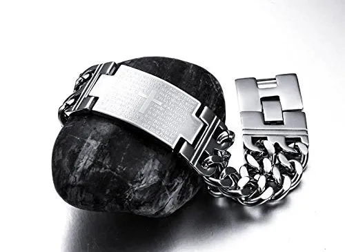 Earrings Yellow Chimes Yellow Chimes Bracelets for Men and Boys Fashion Silver Bracelet for Men Stainless Steel Cross Impression Chain Bracelet for Men Birthday Gift for Men and Boys Anniversary Gift for Husband
