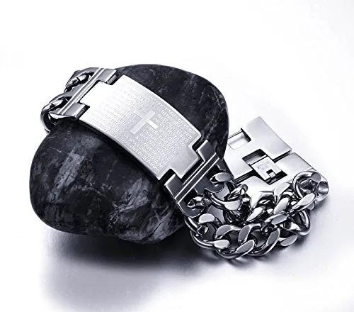 Earrings Yellow Chimes Yellow Chimes Bracelets for Men and Boys Fashion Silver Bracelet for Men Stainless Steel Cross Impression Chain Bracelet for Men Birthday Gift for Men and Boys Anniversary Gift for Husband