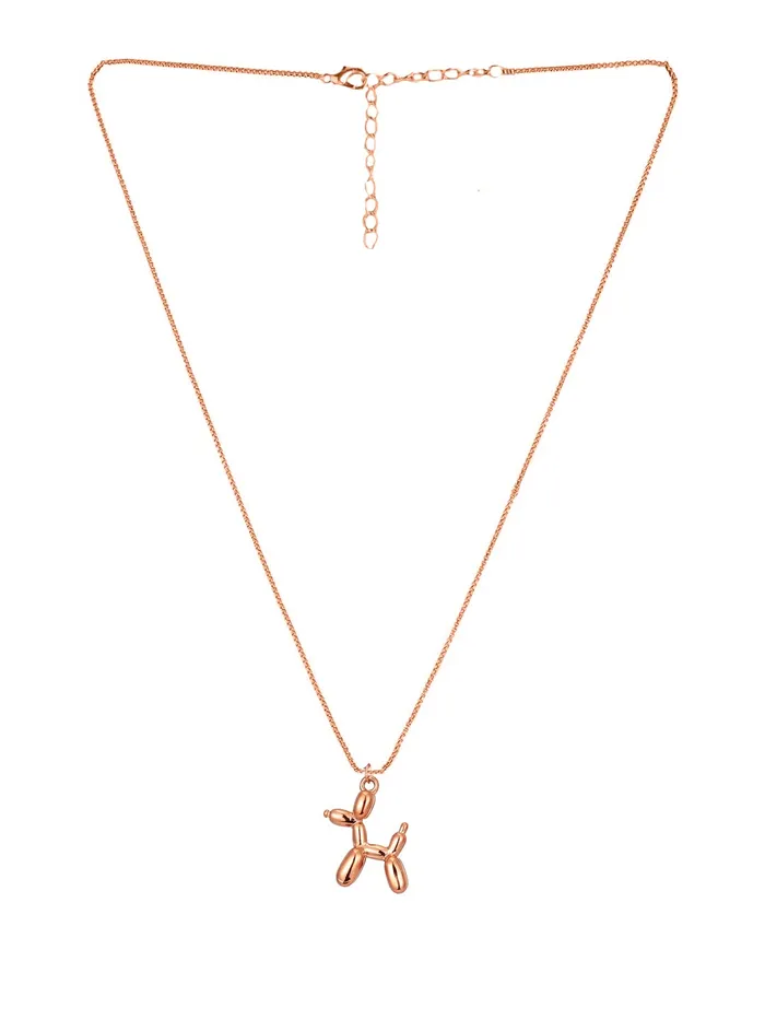 Earrings Yellow Chimes Yellow Chimes Chain Pendant for Women Rose GoldPlated DogShaped Pendant With Chain For Women and Girls