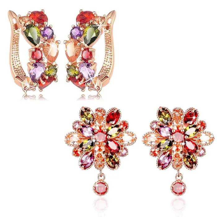 Earrings Yellow Chimes Yellow Chimes Combo of 2 Pair Sparkling Colors Flower Work Swiss Cubic Zircon 18K Gold Plated Clip On Drop Earrings for Women and Girls Earrings Yellow Chimes Yellow Chimes Combo of 2 Pair Sparkling Colors Flower Work Swiss Cubic Zircon 18K Gold Plated Clip On Drop Earrings for Women and Girls
