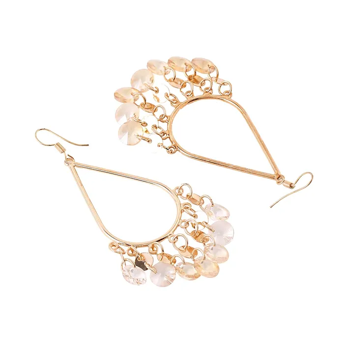 Earrings Yellow Chimes Yellow Chimes Danglers Earrings for Women Golden Crystal Long Danglers Gold Plated Chandbali Earrings for Women and Girls