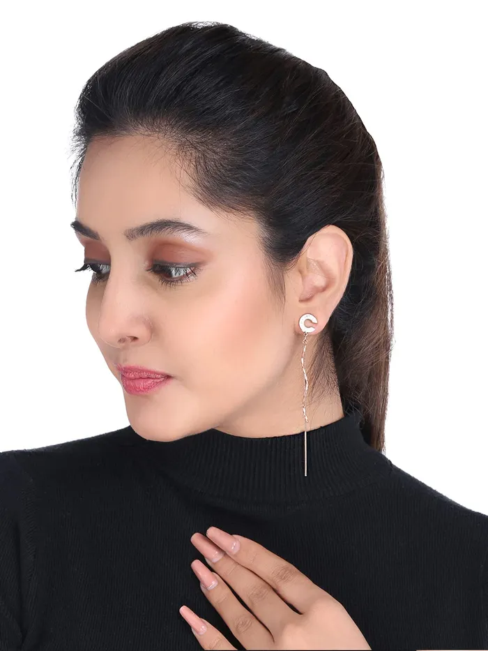 Earrings Yellow Chimes Yellow Chimes Danglers Earrings for Women Rose Gold Plated Stainless Steel C D Letter Mismatched Danglers Earrings For Women and Girls