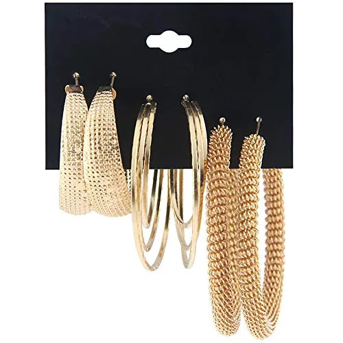 Earrings Yellow Chimes Yellow Chimes Fashion Latest Combo Of 3 Pairs Gold Plated Stylish Party Wear Twisted Hoop Earrings For Women And Girl