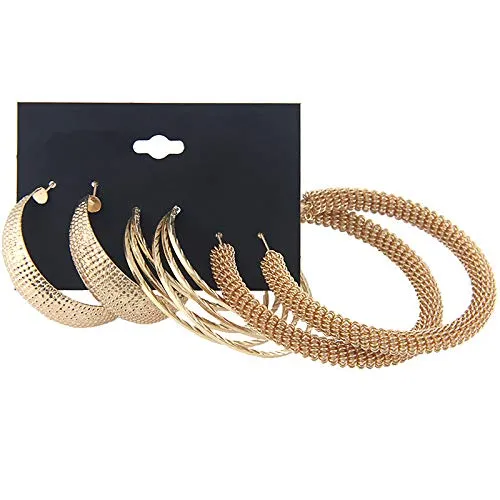 Earrings Yellow Chimes Yellow Chimes Fashion Latest Combo Of 3 Pairs Gold Plated Stylish Party Wear Twisted Hoop Earrings For Women And Girl