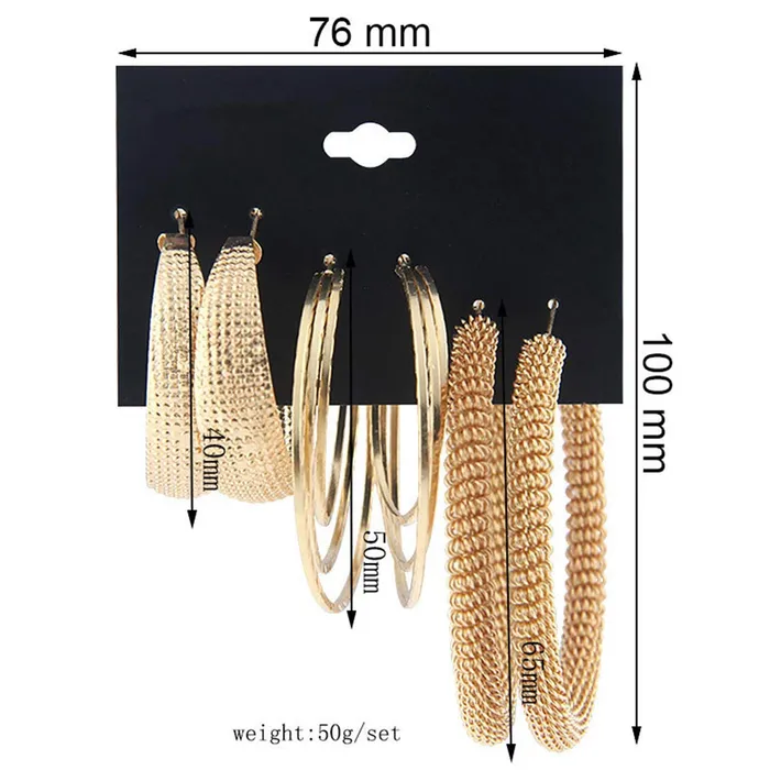 Earrings Yellow Chimes Yellow Chimes Fashion Latest Combo Of 3 Pairs Gold Plated Stylish Party Wear Twisted Hoop Earrings For Women And Girl