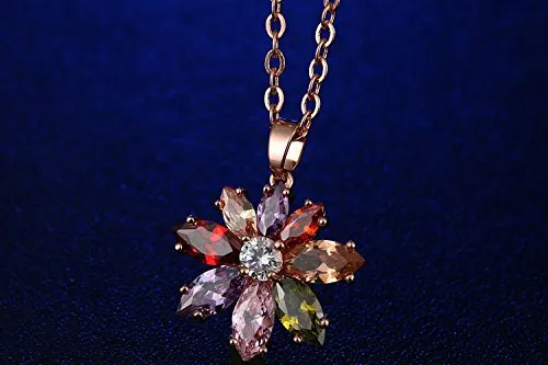 Earrings Yellow Chimes Yellow Chimes Floral Style Swiss Cubic Zircon Rose Gold Plated Pendant for Women and Girls