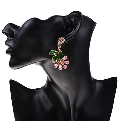 Earrings Yellow Chimes Yellow Chimes Gold Plated Flower Design Crystal Drop Earrings for Women and Girls