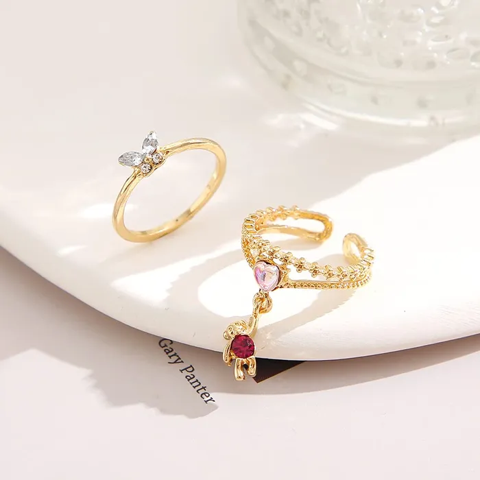 Earrings Yellow Chimes Yellow Chimes Ring For Women Stunning Gold Plated Multilayered Charm Attached EyeCatchingRings For Women and Girls