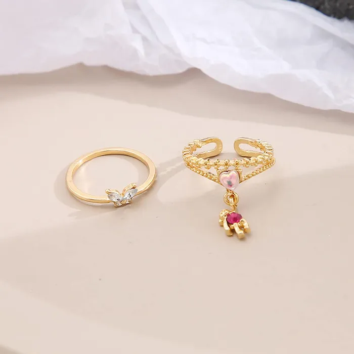 Earrings Yellow Chimes Yellow Chimes Ring For Women Stunning Gold Plated Multilayered Charm Attached EyeCatchingRings For Women and Girls