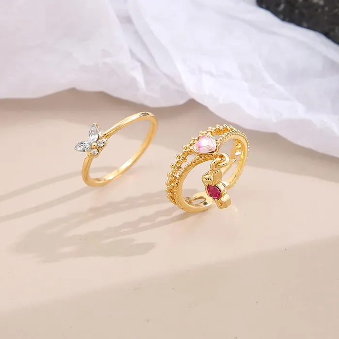 Earrings Yellow Chimes Yellow Chimes Ring For Women Stunning Gold Plated Multilayered Charm Attached EyeCatchingRings For Women and Girls