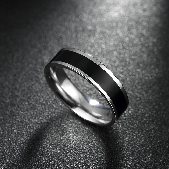 Earrings Yellow Chimes Yellow Chimes Rings for Men Black Band Ring Noble Men Band Style Titanium Steel Ring for Men Boys 8