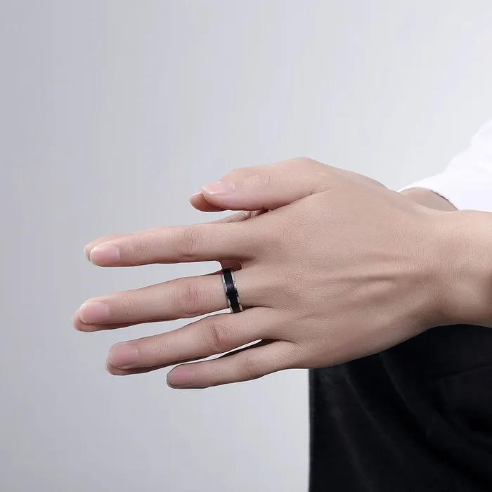 Earrings Yellow Chimes Yellow Chimes Rings for Men Black Band Ring Noble Men Band Style Titanium Steel Ring for Men Boys 8