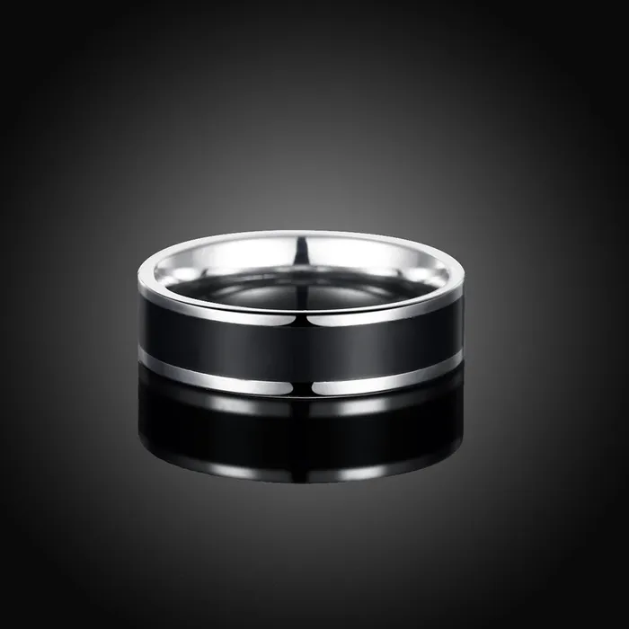 Earrings Yellow Chimes Yellow Chimes Rings for Men Black Band Ring Noble Men Band Style Titanium Steel Ring for Men Boys 8
