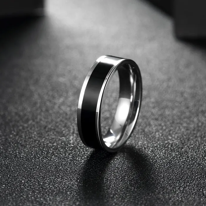 Earrings Yellow Chimes Yellow Chimes Rings for Men Black Band Ring Noble Men Band Style Titanium Steel Ring for Men Boys 8
