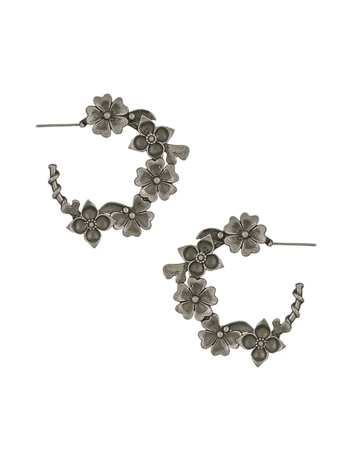 Earrings Yellow Chimes Yellow Chimes Silver Oxidised Hoops Earrings for Women Girls Floral Shaped Traditional Silver Oxidised Plated Hoop Earrings Eternal Elegance Birthday Anniversary Gift For Girls Women Earrings Yellow Chimes Yellow Chimes Silver Oxidised Hoops Earrings for Women Girls Floral Shaped Traditional Silver Oxidised Plated Hoop Earrings Eternal Elegance Birthday Anniversary Gift For Girls Women