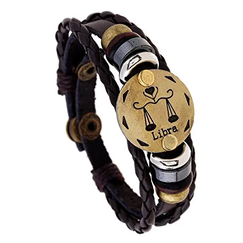 Earrings Yellow Chimes Yellow Chimes Zodiac Sign Constellation Handmade Brown Leather Bracelet For Men and WomenUnisex Libra Earrings Yellow Chimes Yellow Chimes Zodiac Sign Constellation Handmade Brown Leather Bracelet For Men and WomenUnisex Libra