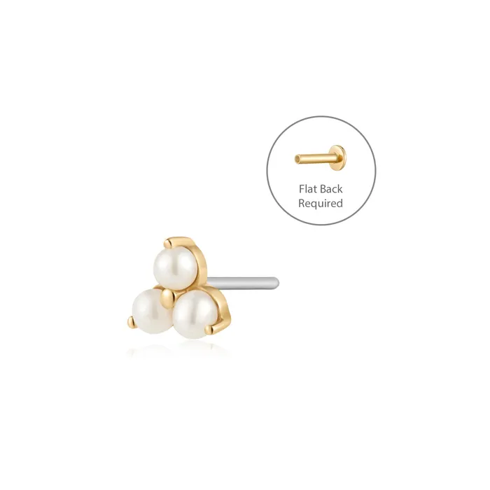ETTA Triple Pearl Threadless Flatback Earring AURELIE GI Earrings