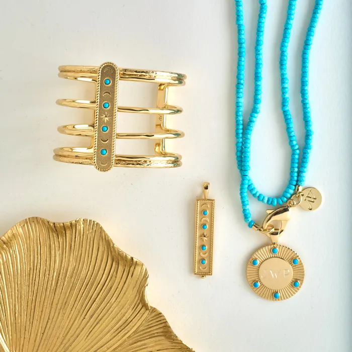 FOREVER Eclipse Dogtag Pendant in Turquoise Jane Win Necklaces
