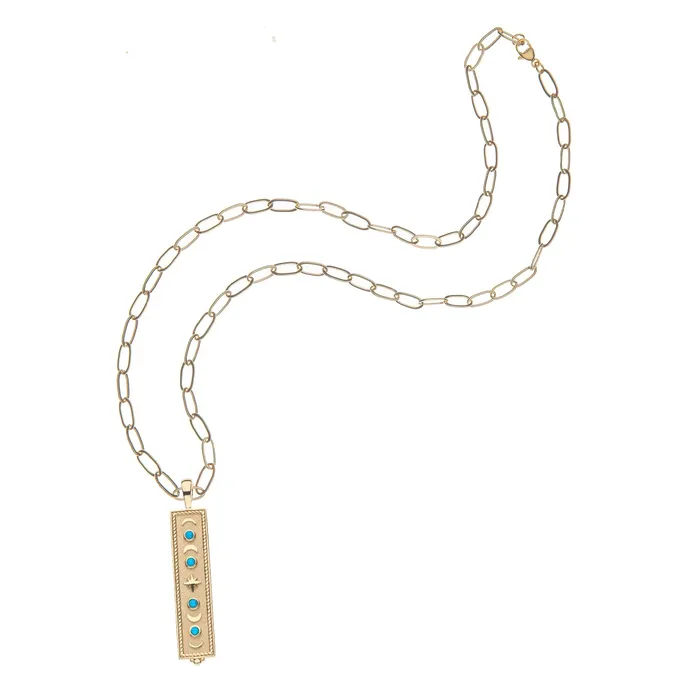 FOREVER Eclipse Dogtag Pendant in Turquoise Jane Win Necklaces