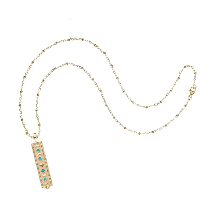 FOREVER Eclipse Dogtag Pendant in Turquoise Jane Win Necklaces
