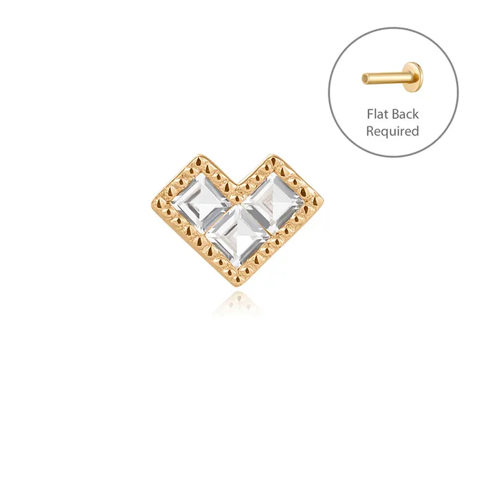 GENEVA Triple White Sapphire Threadless Flatback Earring AURELIE GI Earrings