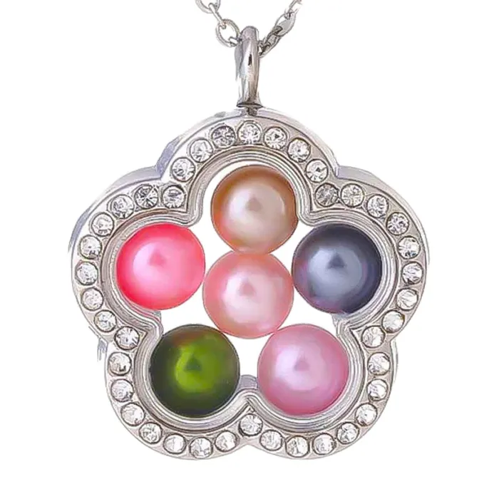 GLPM006 Necklaces Glass Locket Pendant Magnetic Flower Cloud Star Rhinestones GLPM006 Necklaces Glass Locket Pendant Magnetic Flower Cloud Star Rhinestones