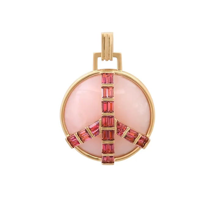 Helena Rose Necklaces Midsize Peace Pendant in Pink Opal and Pink Tourmaline Helena Rose Necklaces Midsize Peace Pendant in Pink Opal and Pink Tourmaline