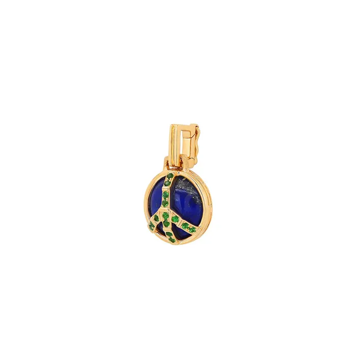 Helena Rose Necklaces Mini Peace Pendant in Lapis and Tsavorites