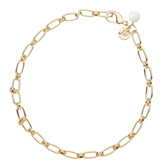 Jane Win Necklaces Wheels of Fortune Chain with Mother of Pearl Bead