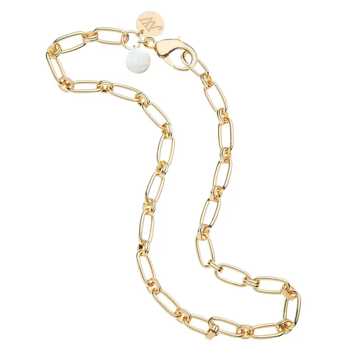 Jane Win Necklaces Wheels of Fortune Chain with Mother of Pearl Bead