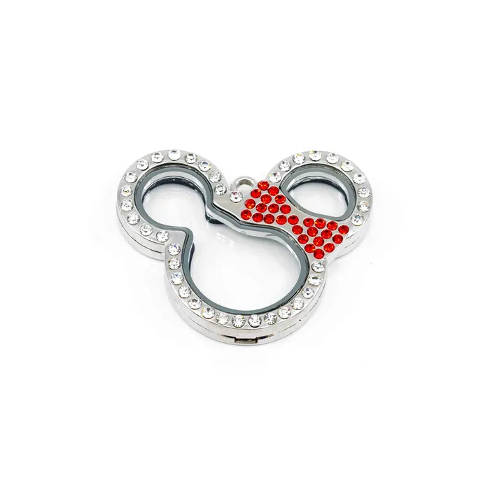 JE0054 Necklaces Glass Locket Pendant Magnetic Minnie Mouse Smooth