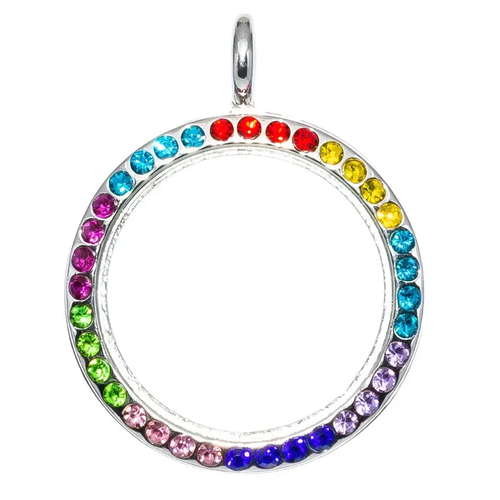 JE0290 Glass Locket Pendant Twist Off Round Small Circles Rainbow Rhinestone Necklaces JE0290 Glass Locket Pendant Twist Off Round Small Circles Rainbow Rhinestone Necklaces