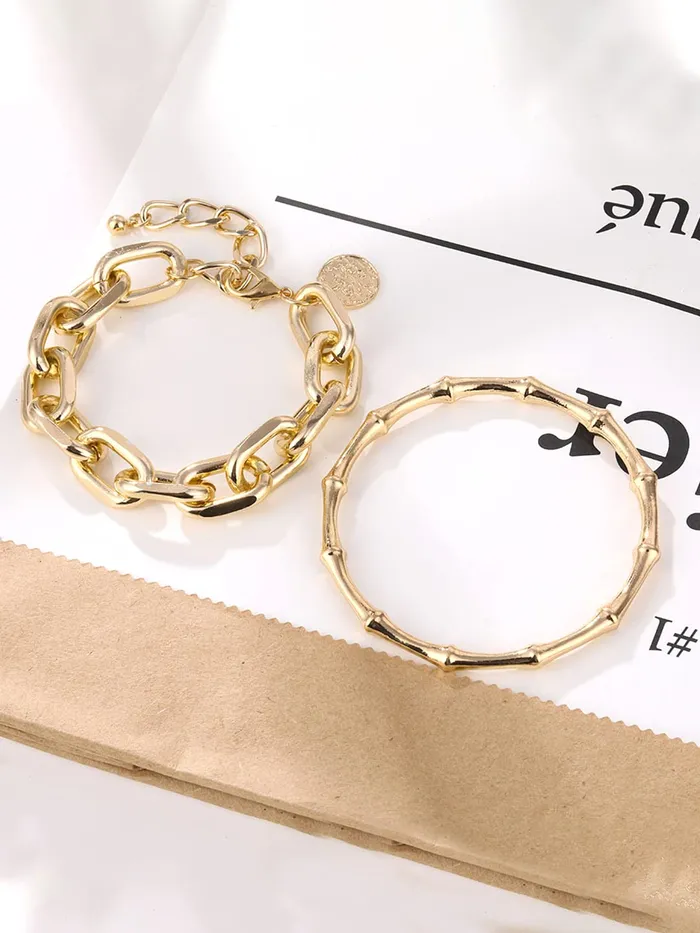 Kairangi Combo Bracelets for Women Gold Plated 2 Pcs Adjustable Chain Bracelet Set for Women and Girls Kairangi Rings Kairangi Combo Bracelets for Women Gold Plated 2 Pcs Adjustable Chain Bracelet Set for Women and Girls Kairangi Rings