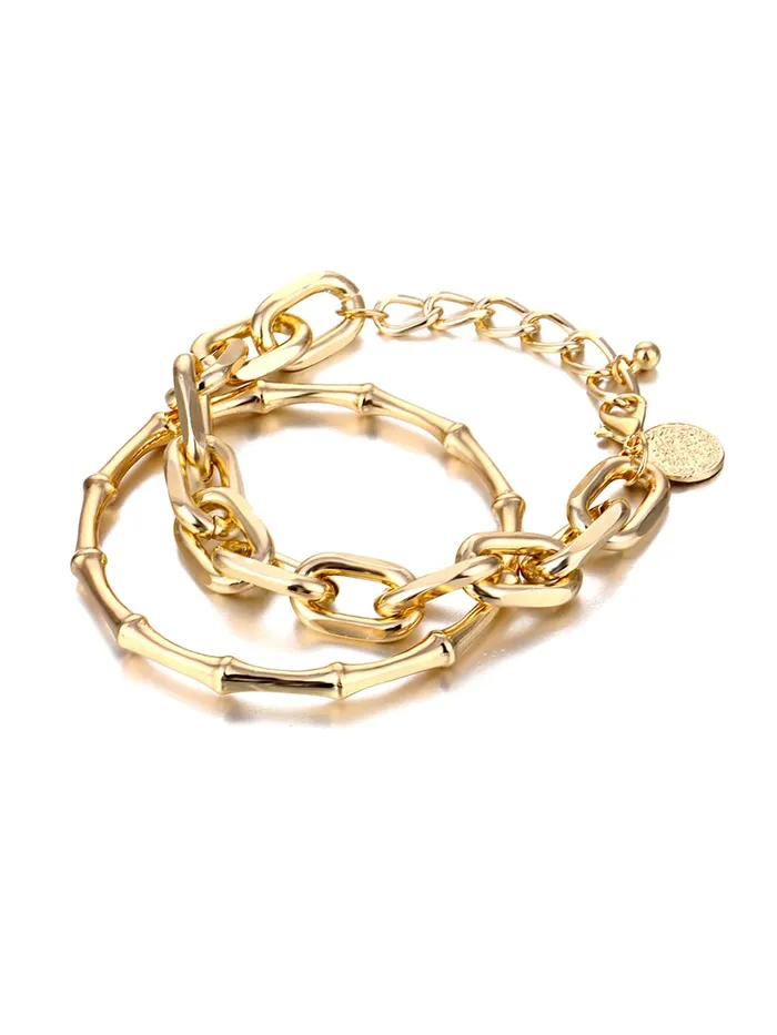 Kairangi Combo Bracelets for Women Gold Plated 2 Pcs Adjustable Chain Bracelet Set for Women and Girls Kairangi Rings
