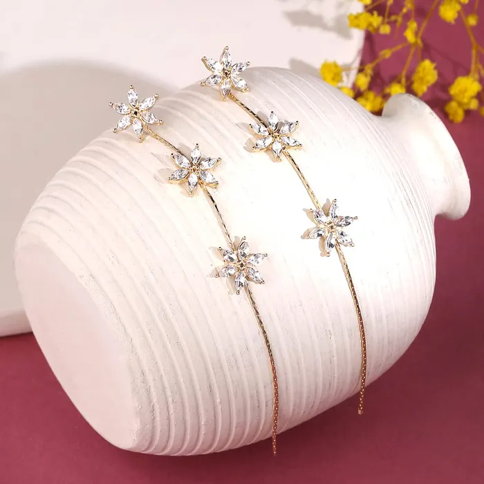 Kairangi Dangler Drop Earring for Womens Gold Plated Crystal Studded Floral Designed Dangler Drop Earrings for Women and Girls Kairangi Bracelets Kairangi Dangler Drop Earring for Womens Gold Plated Crystal Studded Floral Designed Dangler Drop Earrings for Women and Girls Kairangi Bracelets