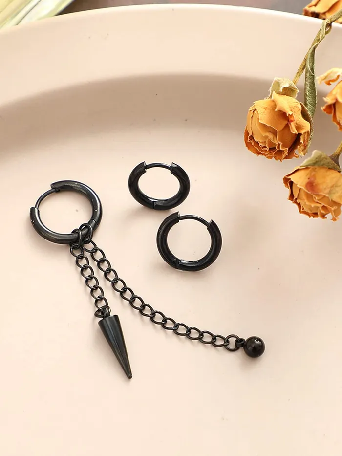Kairangi Earrings for Men and Boys 3 Pcs Stainless Steel Dangler Huggie Hoop Earrings for Men Accessoriess Jewellery for Men Birthday Gift for Men and Boys Anniversary Gift for Husband Kairangi Bracelets