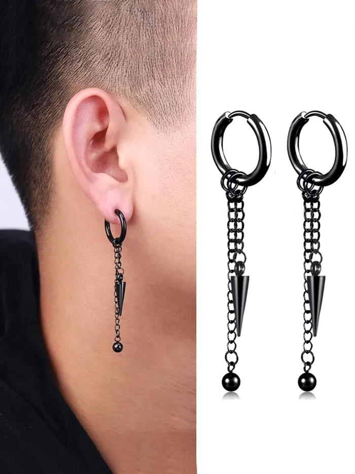 Kairangi Earrings for Men and Boys 3 Pcs Stainless Steel Dangler Huggie Hoop Earrings for Men Accessoriess Jewellery for Men Birthday Gift for Men and Boys Anniversary Gift for Husband Kairangi Bracelets