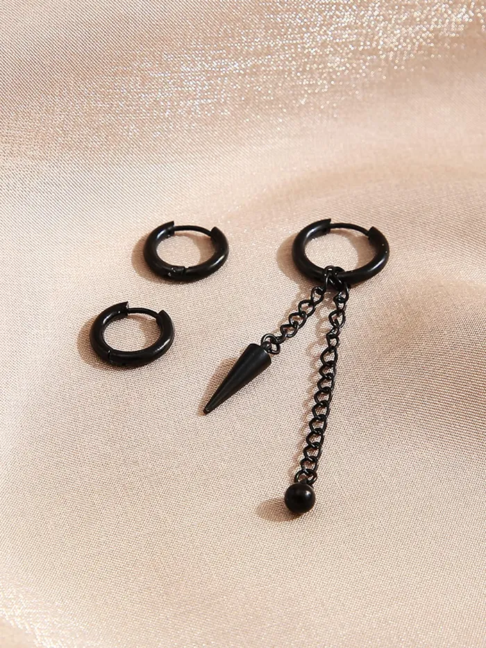 Kairangi Earrings for Men and Boys 3 Pcs Stainless Steel Dangler Huggie Hoop Earrings for Men Accessoriess Jewellery for Men Birthday Gift for Men and Boys Anniversary Gift for Husband Kairangi Bracelets