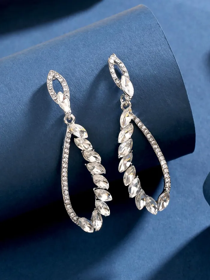 Kairangi Earrings Kairangi Danglers Earrings for Women Elegant Silver Plated White Crystal Long Dangle Earrings for Women and Girls Kairangi Earrings Kairangi Danglers Earrings for Women Elegant Silver Plated White Crystal Long Dangle Earrings for Women and Girls