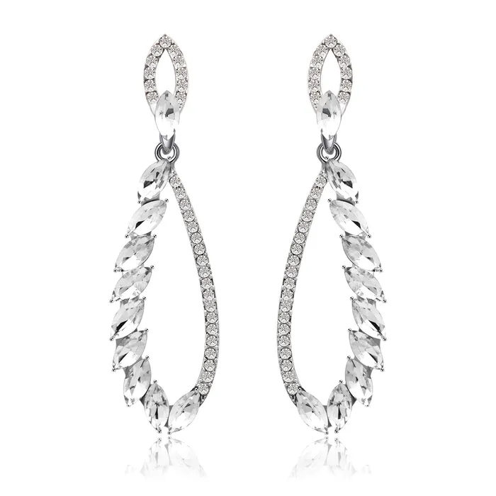 Kairangi Earrings Kairangi Danglers Earrings for Women Elegant Silver Plated White Crystal Long Dangle Earrings for Women and Girls