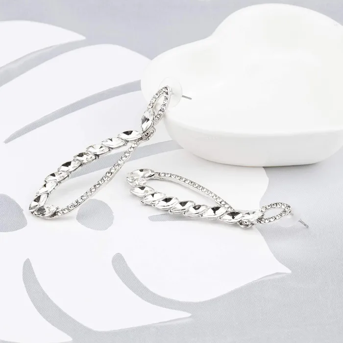 Kairangi Earrings Kairangi Danglers Earrings for Women Elegant Silver Plated White Crystal Long Dangle Earrings for Women and Girls