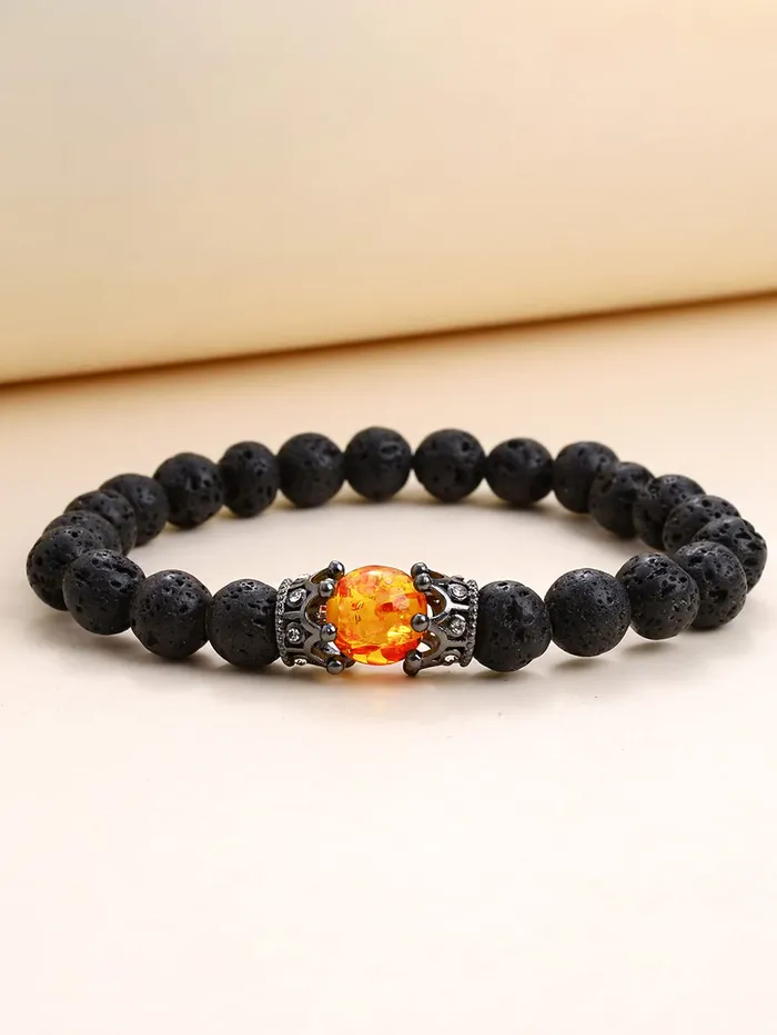 Kairangi Kairangi Bracelets for Men and Boys Black Beads Bracelet for Men Black Obsidian BraceletsStretchable Mens Bracelets Birthday Gift for Men and Boys Anniversary Gift for Husband Necklaces