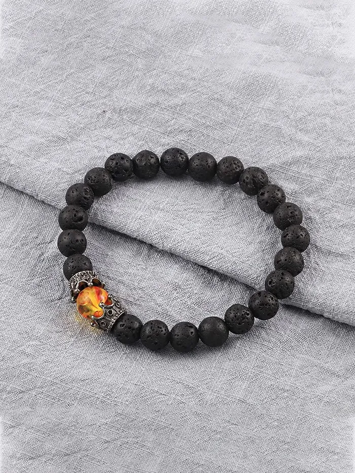 Kairangi Kairangi Bracelets for Men and Boys Black Beads Bracelet for Men Black Obsidian BraceletsStretchable Mens Bracelets Birthday Gift for Men and Boys Anniversary Gift for Husband Necklaces
