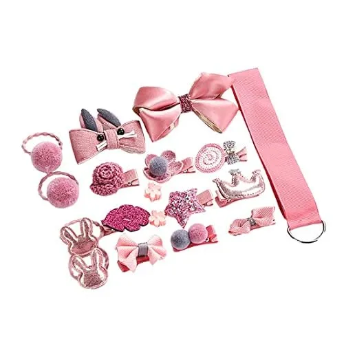 Kairangi Kids Hair Accessories for Girls Combo Set Peach 18 Pcs Baby Girls Hair Clips Set Cute Ponytail Holder Claw Clip Bow Clips For Girls Assortment Gift set for Kids Teens Toddlers Yellow Chimes Earrings