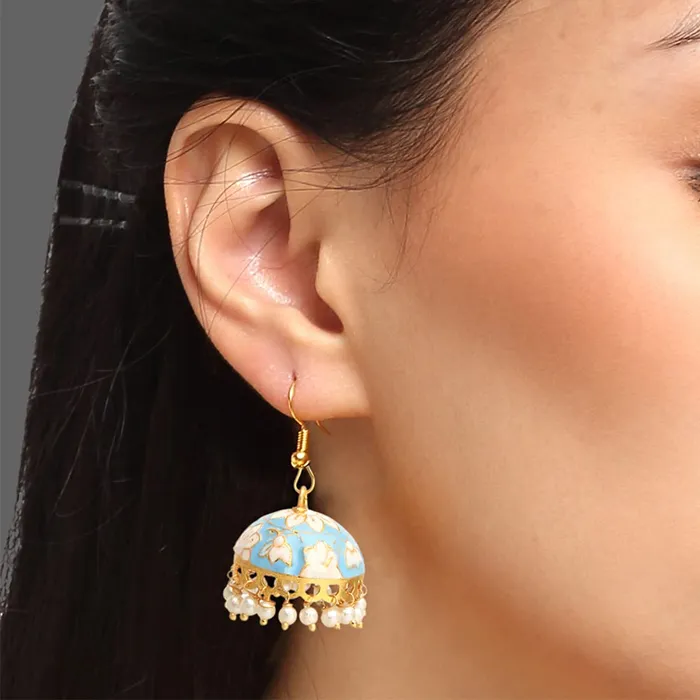 Kairangi Necklaces Kairangi Earrings for Women and Girls Traditional Multicolor Jhumka German Silver Earring Set Dome Shape Jhumki Combo Birthday Gift For Girls and Women Anniversary Gift for Wife